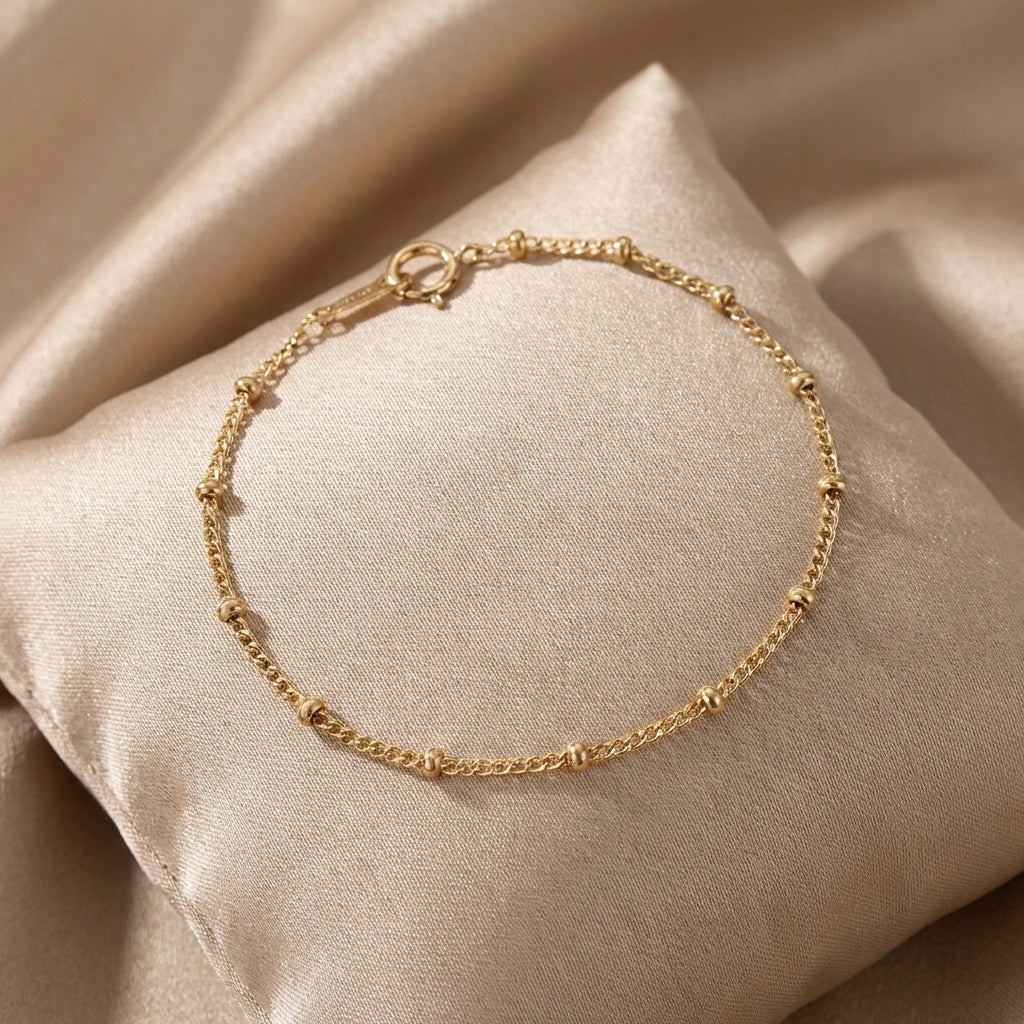 14k gold bead bracelet
