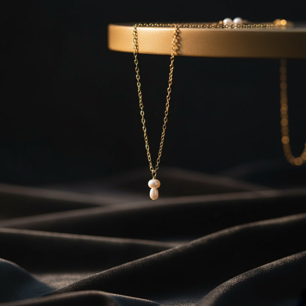 14K Gold Natural Pearl Organic Nugget Necklace Factory Direct