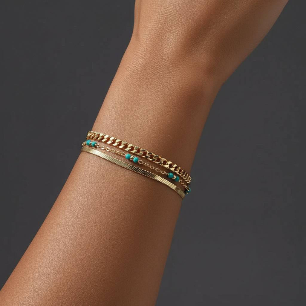 14k gold natural turquoise bracelet