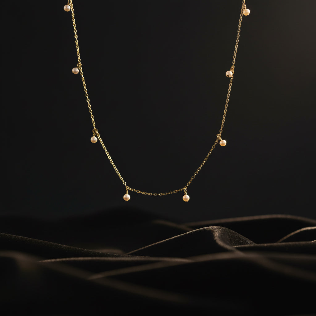 14K Gold Natural Pearl Tassel Necklace