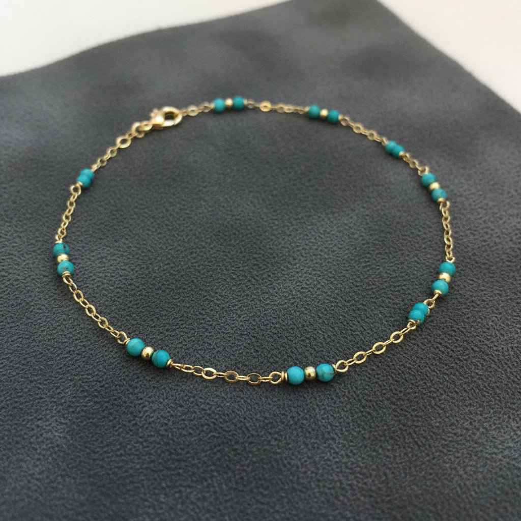 14k gold natural turquoise bracelet