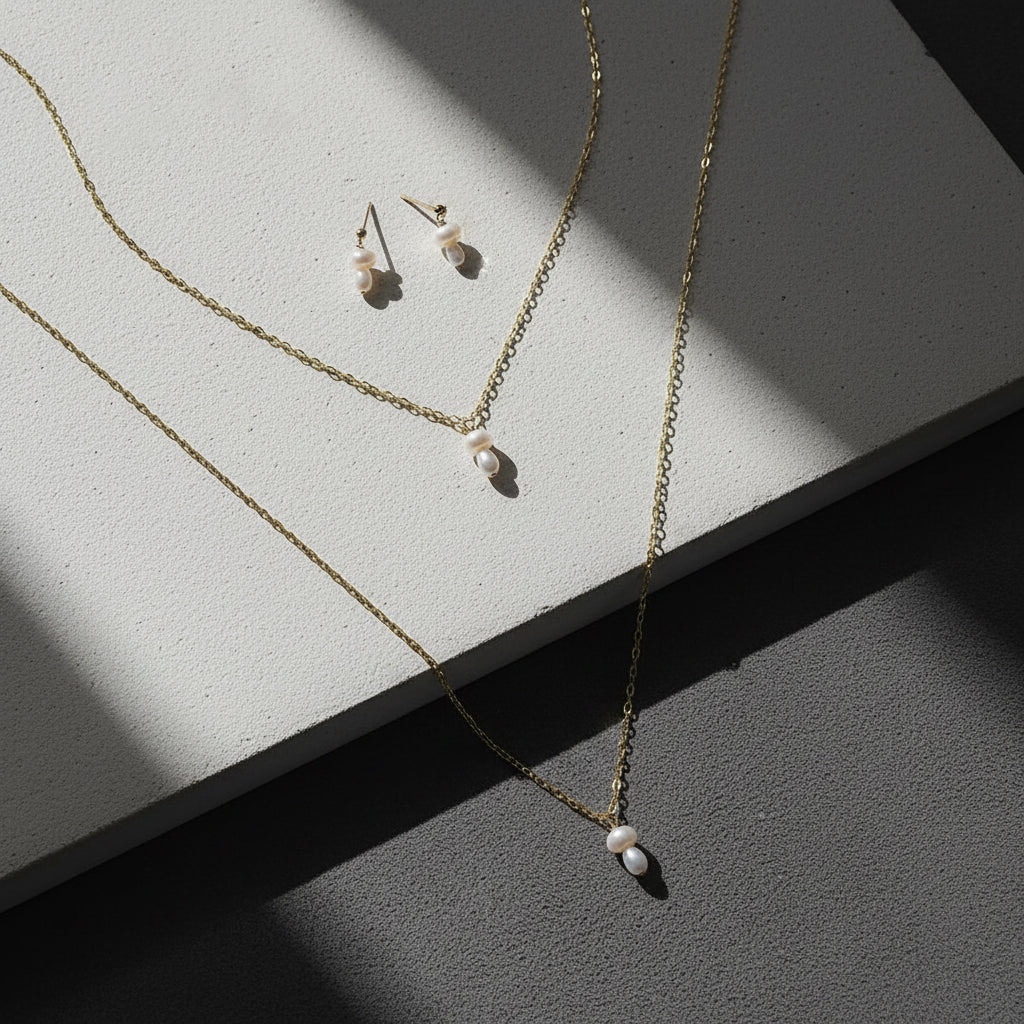 14K Gold Natural Pearl Organic Nugget Necklace Factory Direct