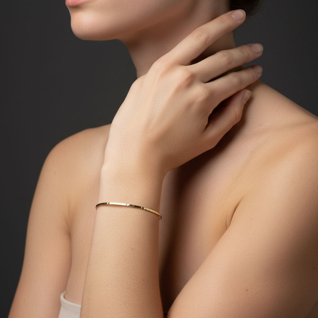 14k gold hammered bangle