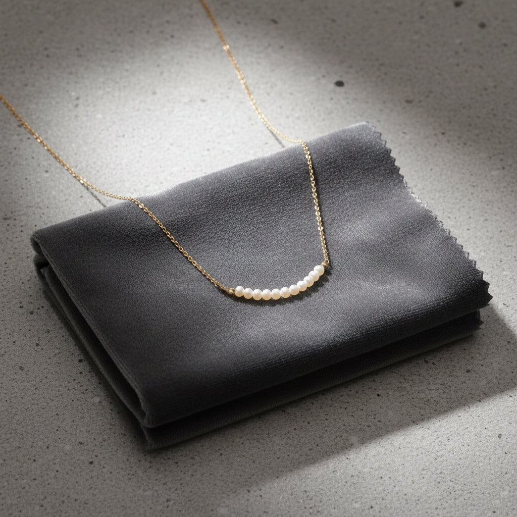 14K Gold Natural Pearl Arc Necklace