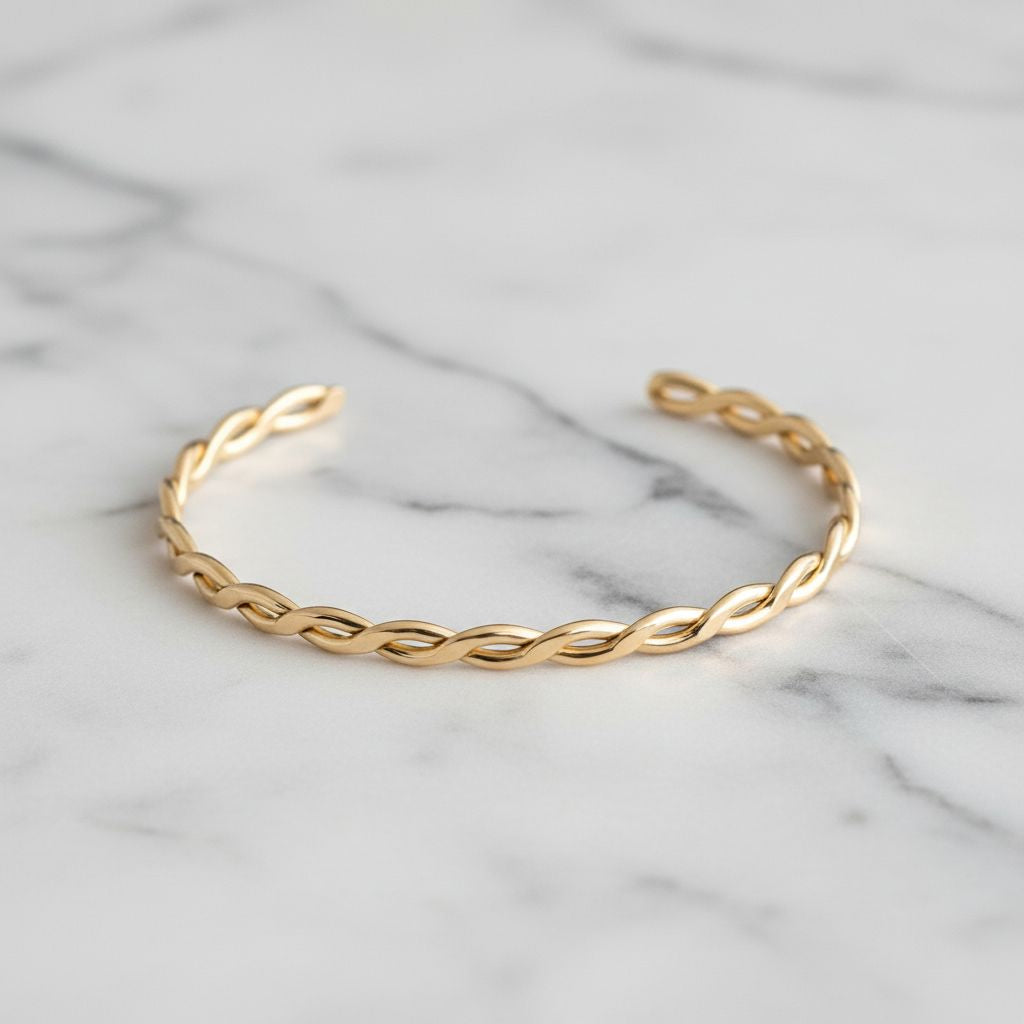 14k gold open twist bracelet