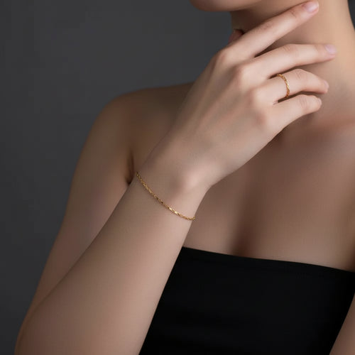 14k gold checkered bracelet
