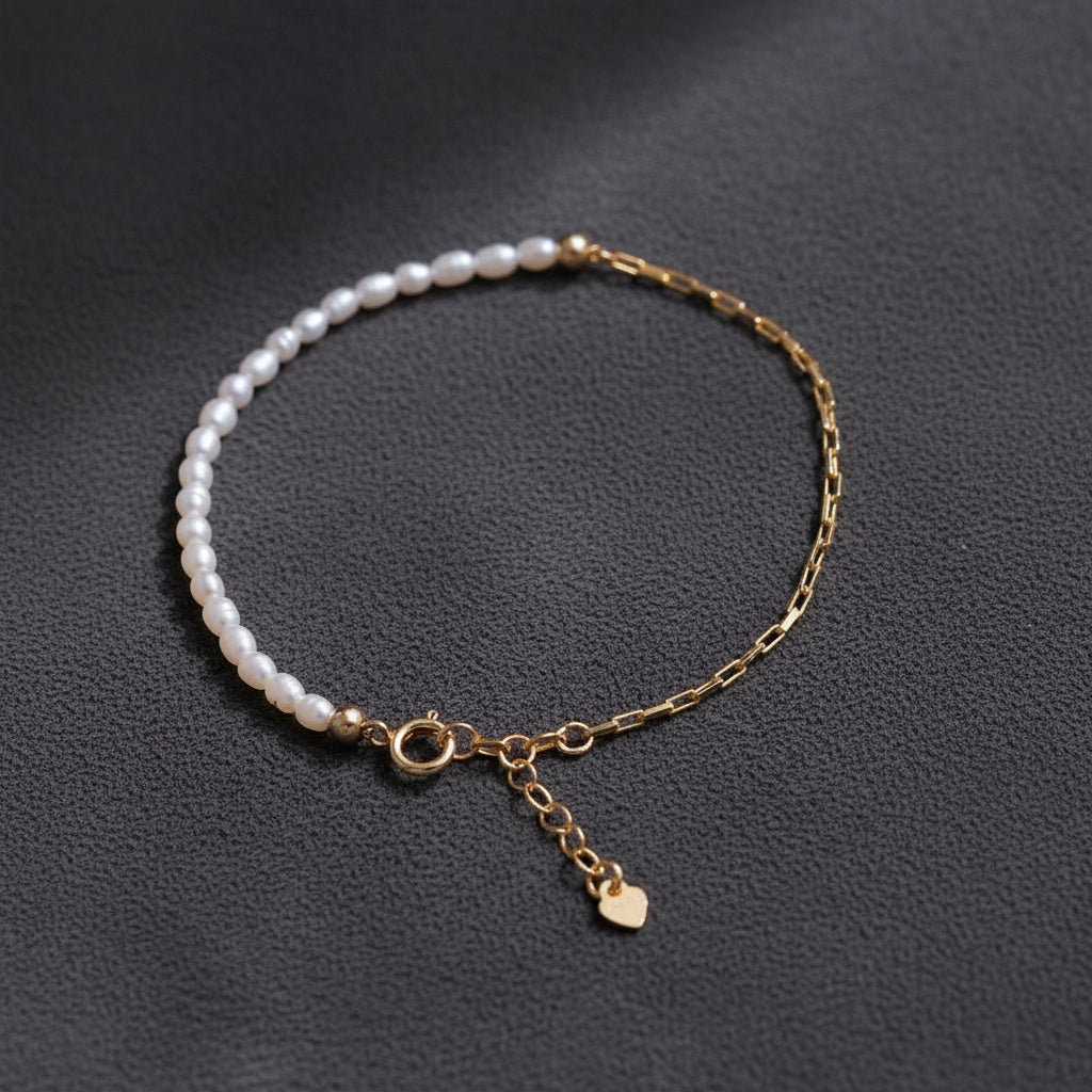 14k gold natural pearl bracelet