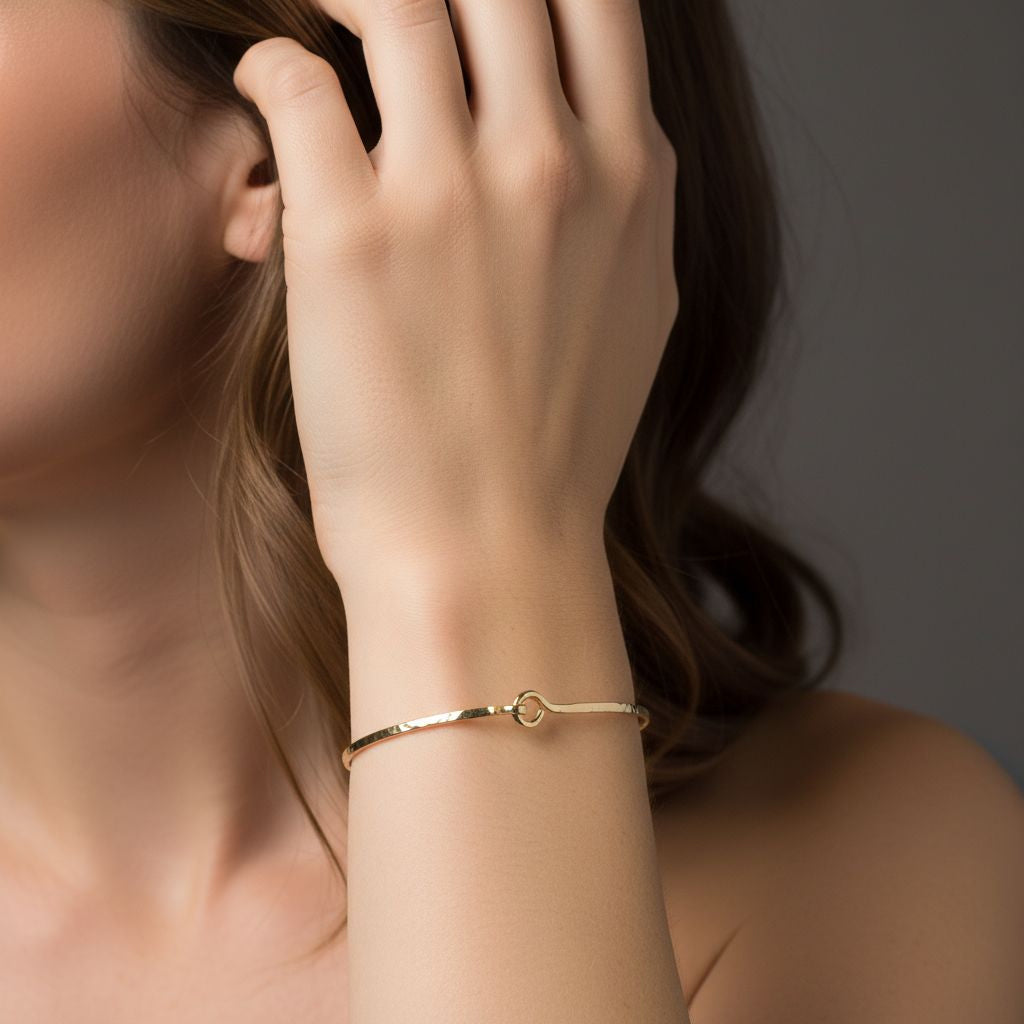 14k gold hammered bangle