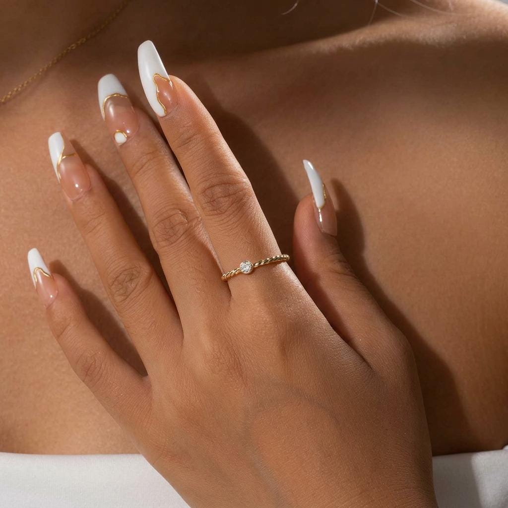 14K Solid Gold Moissanite Rope Twist Ring, Engagement Wedding Band