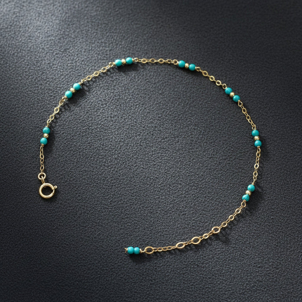 14k gold natural turquoise bracelet