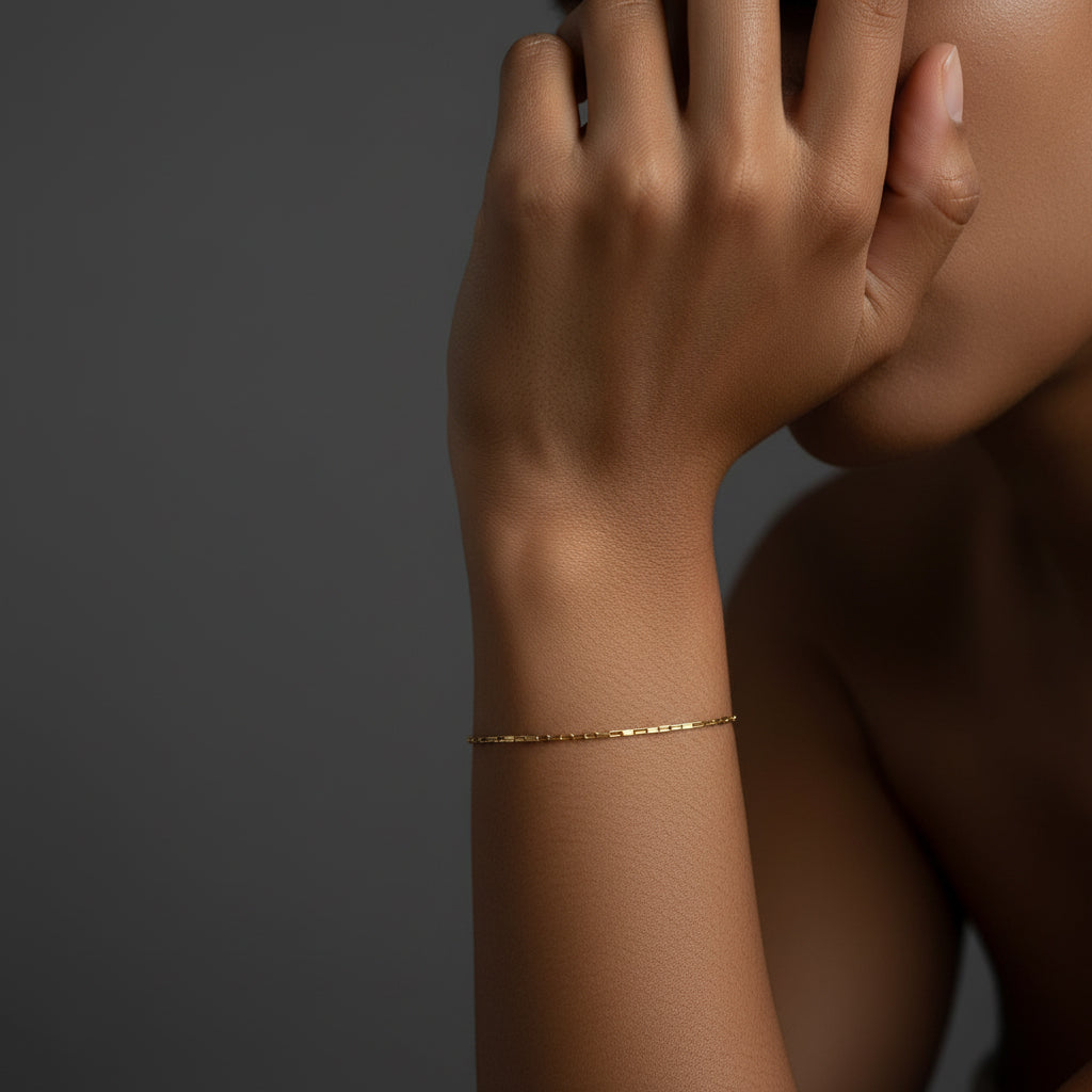 14k gold checkered bracelet