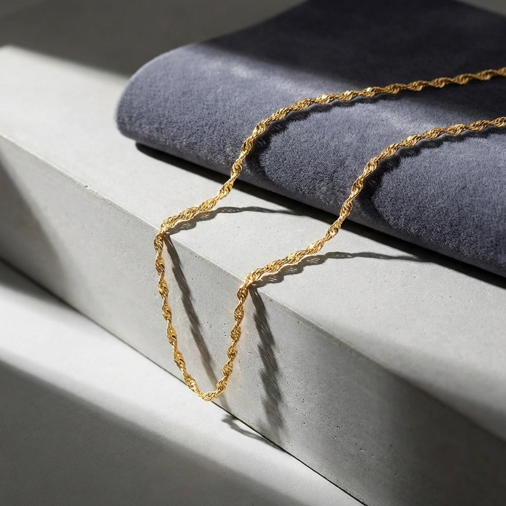 14K Gold Water Wave Ripple Necklace