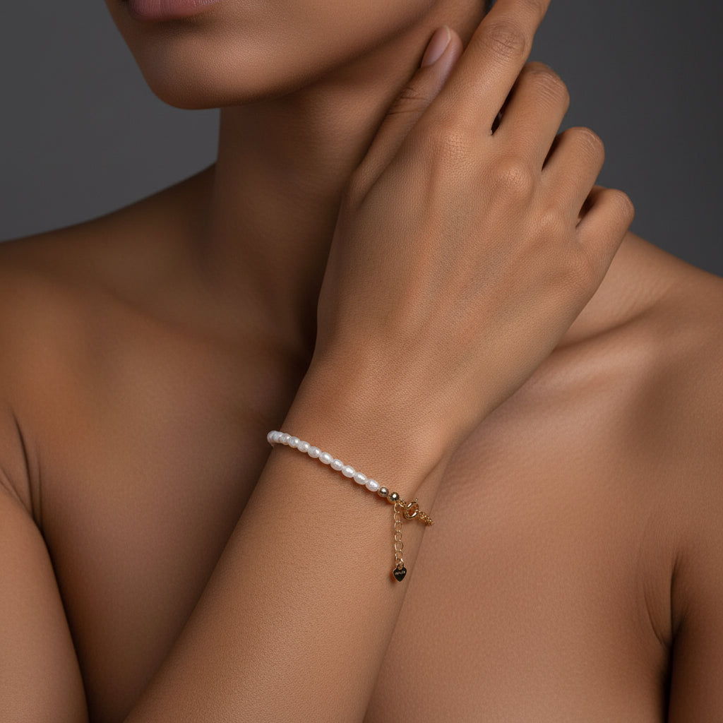 14k gold natural pearl bracelet