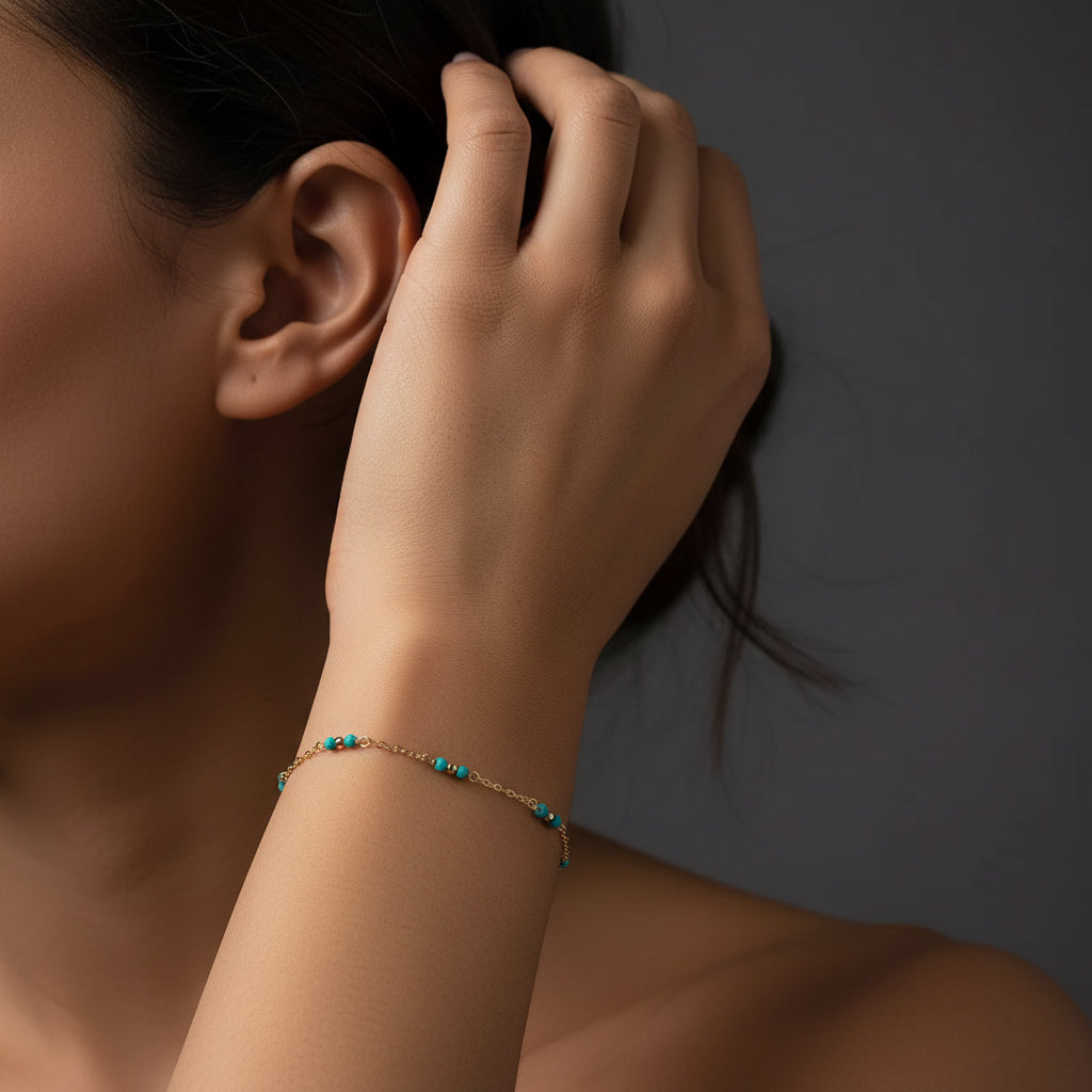 14k gold natural turquoise bracelet