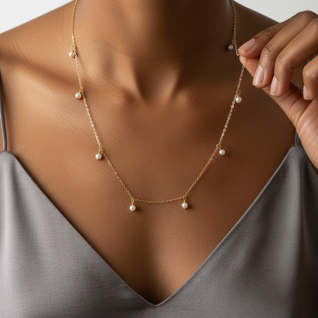 14K Gold Natural Pearl Tassel Necklace