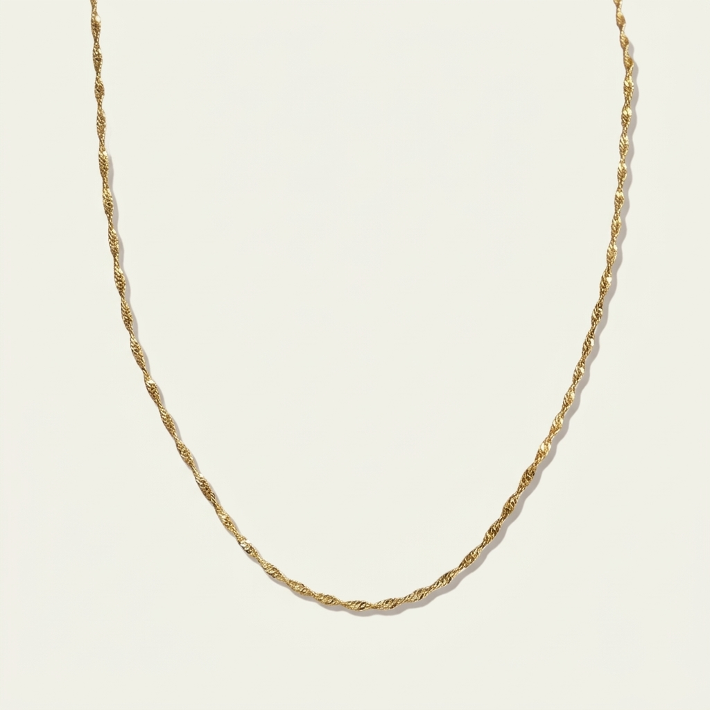 14K Gold Water Wave Ripple Necklace
