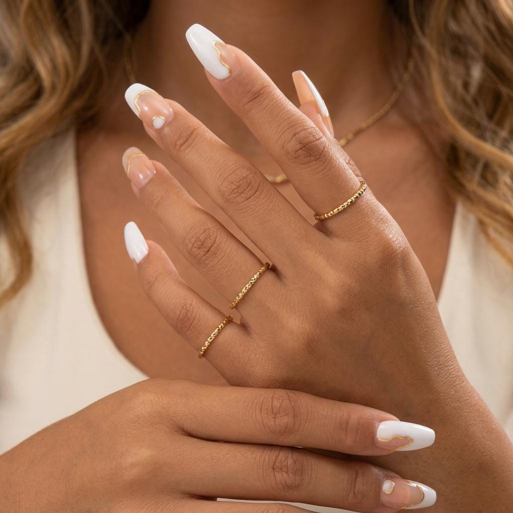 14K Solid Gold Faceted Sparkle Ring for Women