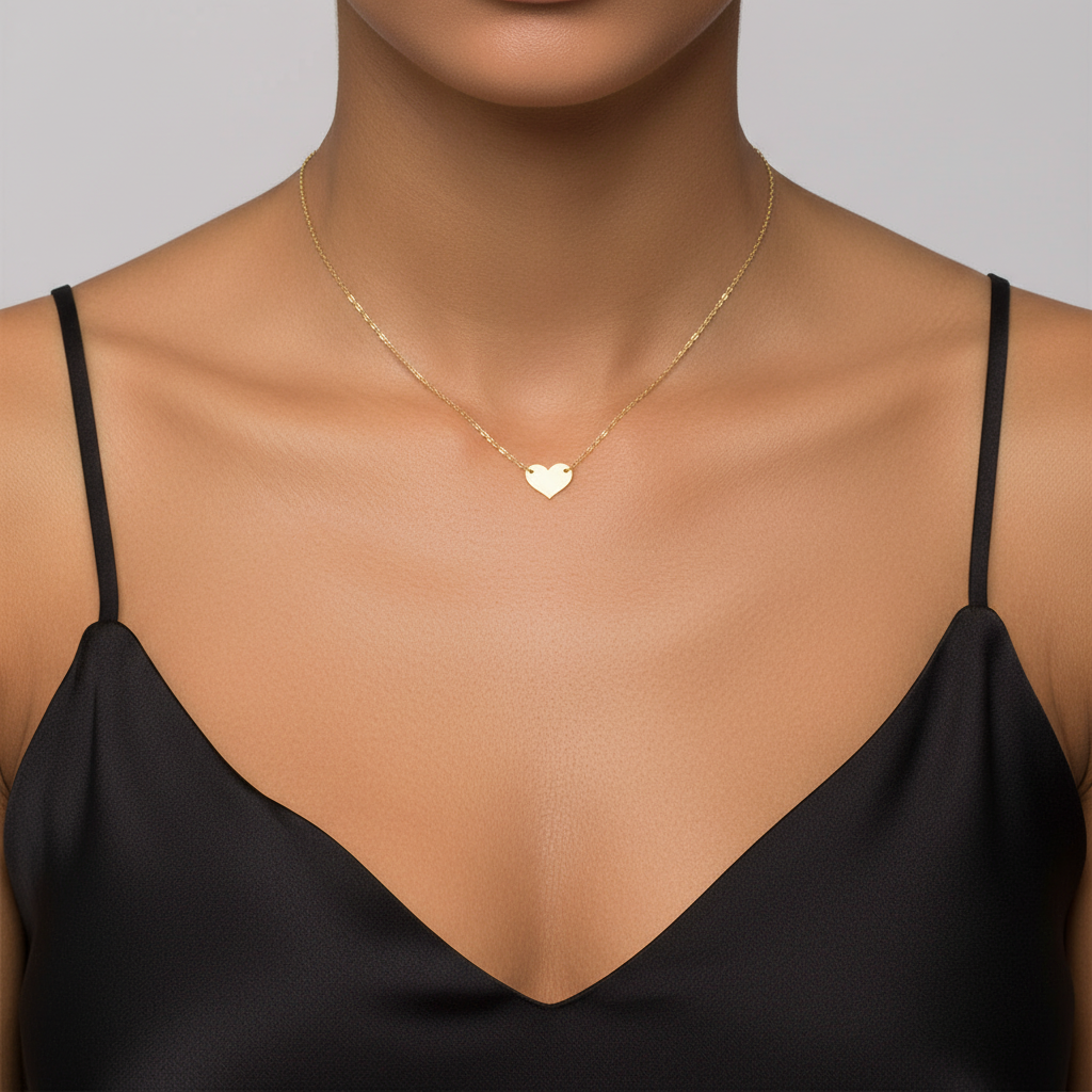 14K Gold Heart Necklace Valentine's Day Gift