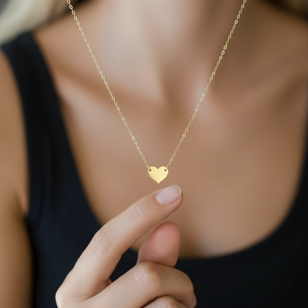 14K Gold Heart Necklace Valentine's Day Gift