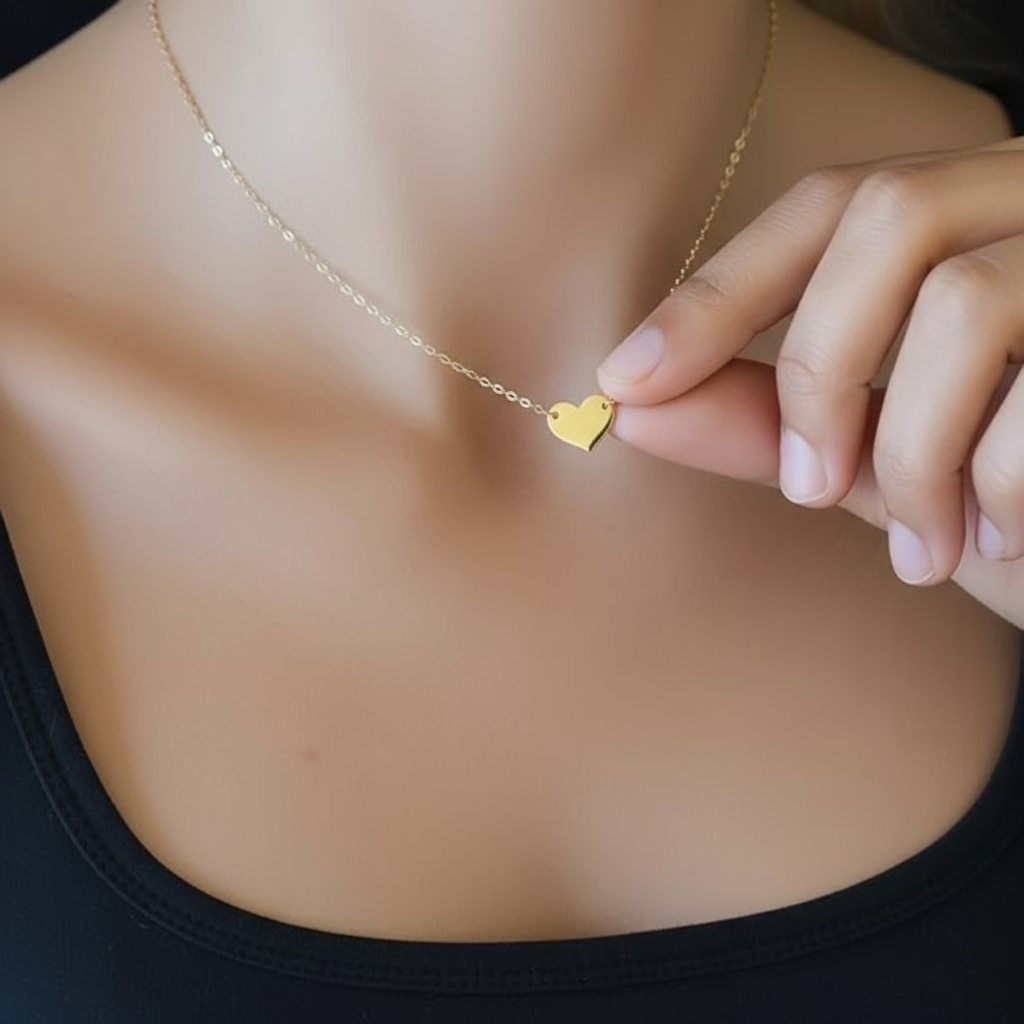 14K Gold Heart Necklace Valentine's Day Gift