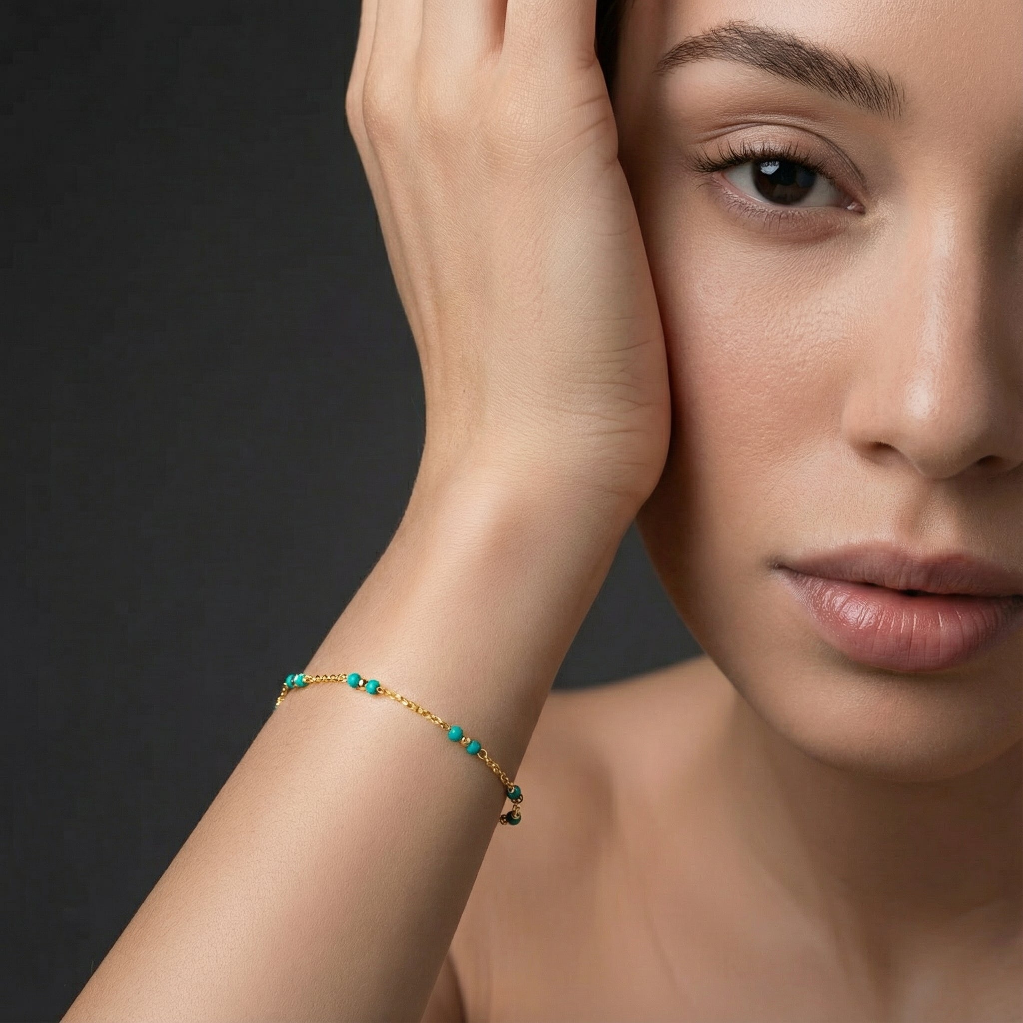 14k gold natural turquoise bracelet