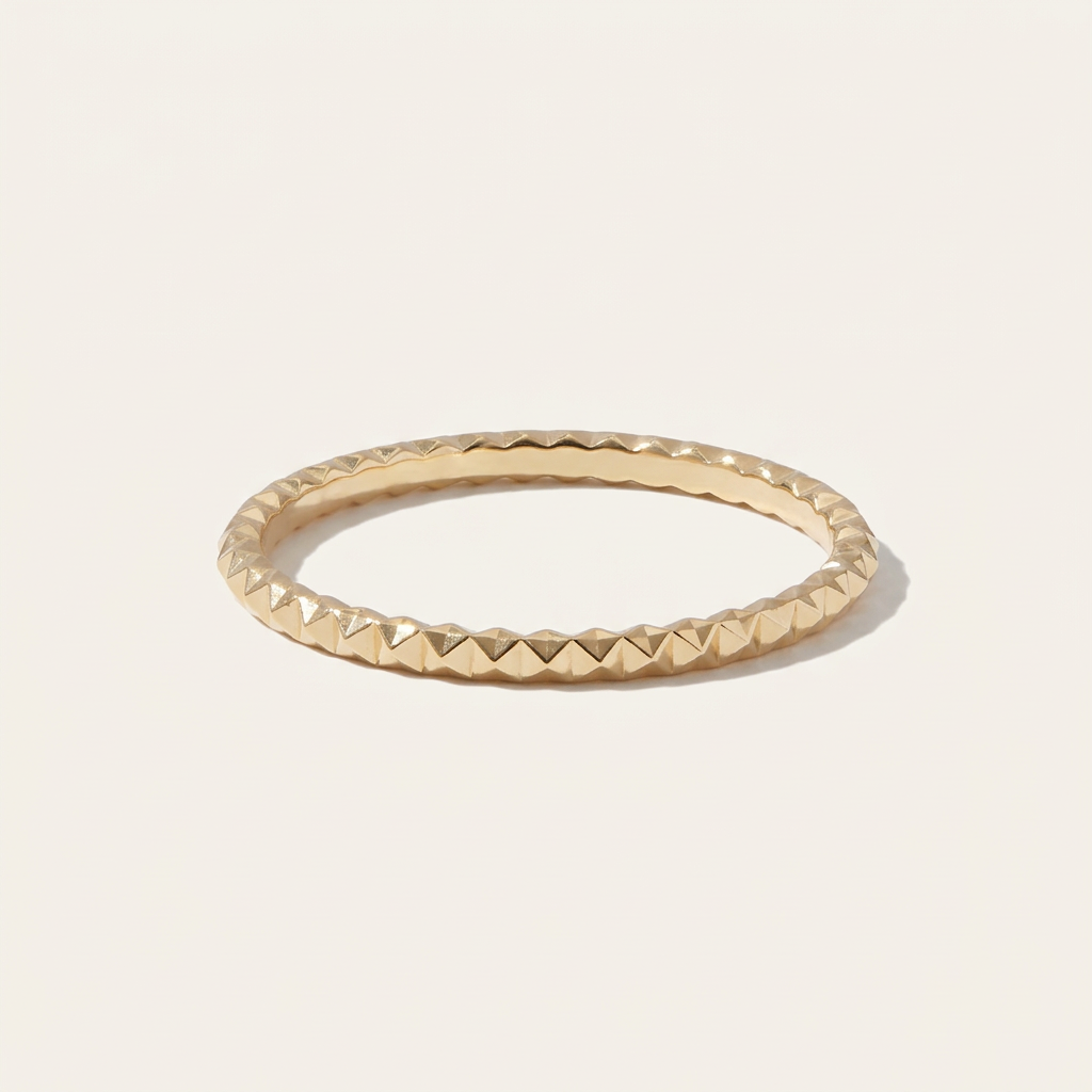 14K Solid Gold Faceted Sparkle Ring for Women