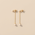 14k Gold Dainty Pearl Drop Earrings
