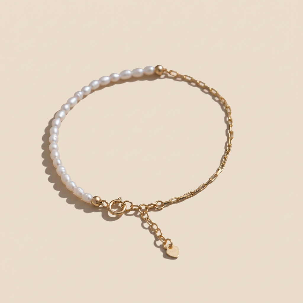 14k gold natural pearl bracelet