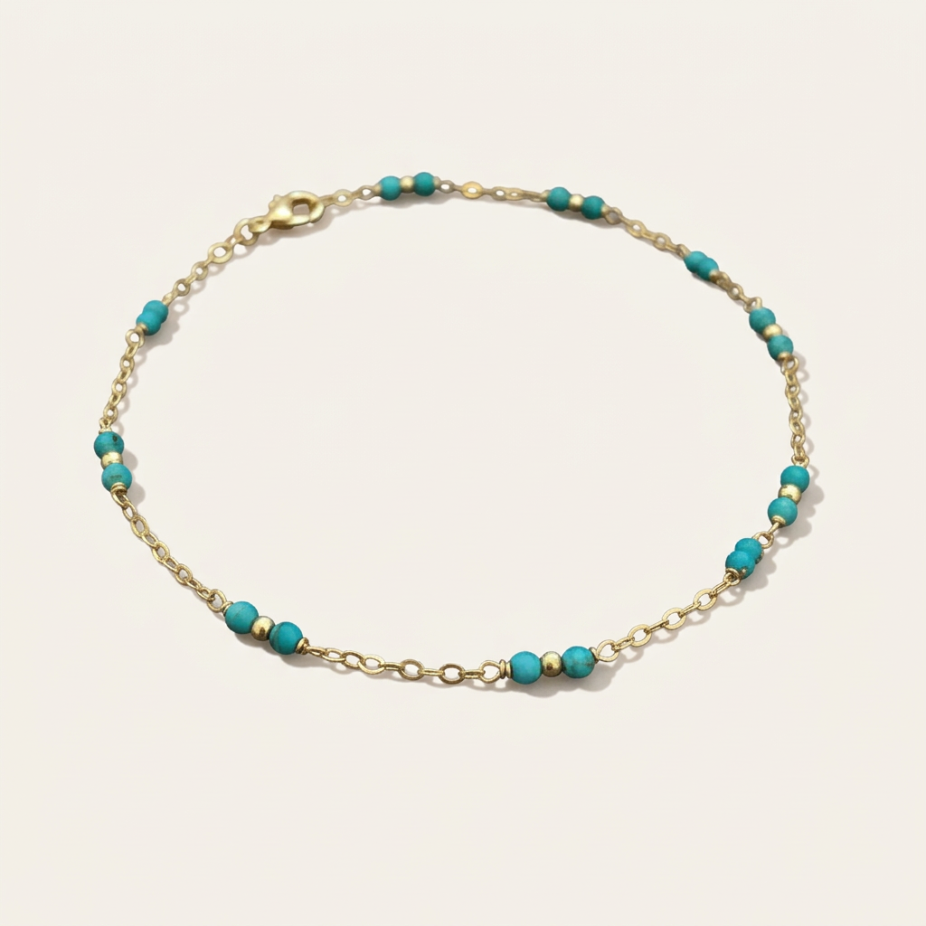 14k gold natural turquoise bracelet