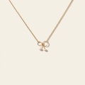 14K Gold Natural Pearl Bow Necklace