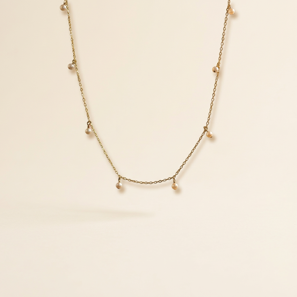 14K Gold Natural Pearl Tassel Necklace