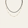 14K Gold Black Spinel Layered Necklace